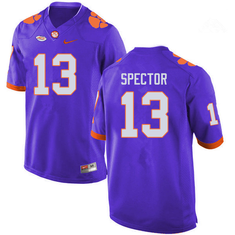 Men #13 Brannon Spector Clemson Tigers College Football Jerseys Sale-Purple - Click Image to Close